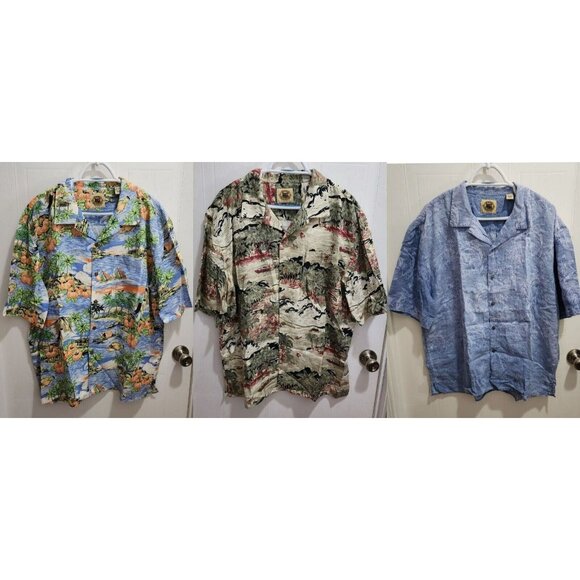 Lot of x3 Pusser's West Indies Hawaiian Shirts Size L Cotton Silk Blend / Linen - Picture 1 of 16